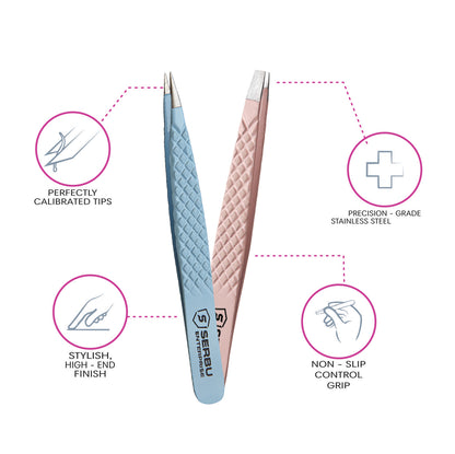 4 Pcs Professional Tweezers Set – Stainless Steel Precision Eyebrow Tweezers